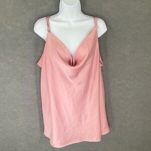 Torrid Top Women's 2X Pink‎ Satin Coquett Cowl Neck Balletcore Romantic